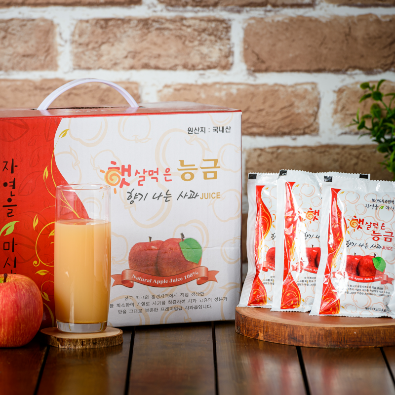 강릉팜,삽당령사과-생 사과즙 100% 120ml 50포 명품사과즙 착즙 아기쥬스 고랭지 강릉 왕산 정선 임계 삽당령사과