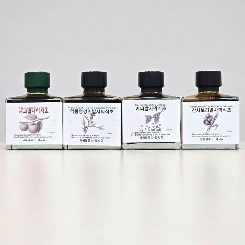 강릉팜,하슬라 자연발효 발사믹식초 200ml 2종선물세트 사과 산사보리 약콩엉겅퀴 커피