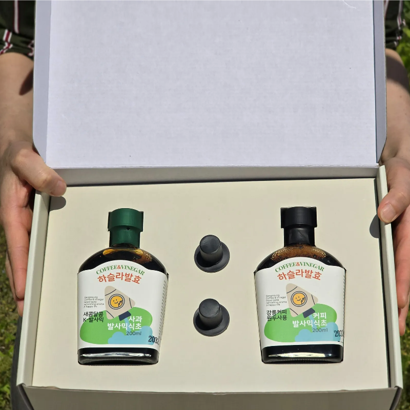 강릉팜,하슬라 자연발효 발사믹식초 200ml 2종선물세트 사과 산사보리 약콩엉겅퀴 커피